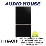 (6.6 MEGA SALES) HITACHI R-WB640V0MS-GBK 569L 4 DOOR FRENCH BOTTOM FREEZER FRIDGE ***1 YEAR WARRANTY***