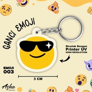GANTUNGAN EMOJI THEME KEYCHAIN - CUTE ACRYLIC KEYCHAIN WITH DOUBLE-SIDED EMOJI PRINT 03