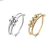 NEEDWAY Antistress Anxiety Ring Gold Adjustable Rotate Jewlery Single Coil Women Men Anxiety Ring To