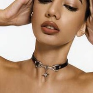 1pc Y2K Charm PU Leather Sexy Retro Necklace, Suitable For Women, Baddie Goth Style Jewelry Accessor