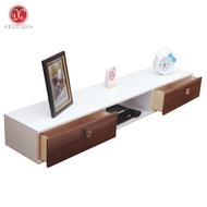 Rak TV Dinding Minimalis 100x20cm 2 Laci Meja TV Tempel Dinding Furniture Ruang Tamu Aesthetic