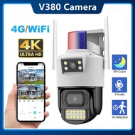 V380สมาร์ทโฮมกลางแจ้งไร้สายกล้องวงจรปิด4K 8MP IP กล้อง WiFi เลนส์คู่4G การมองเห็นได้ในเวลากลางคืนกล้องวงจรปิดซูมดิจิตอล