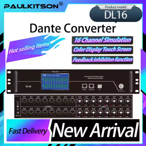 Paulkitson DL16 Dante Box Audio Network Transmission Box Supports16 Analog Balanced Input And Output