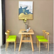 Brown Coklat Dining Table Chair Combination School Student Eating Canteen Lunch Cafeteria Cafe Meja 