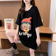Tik Tok Little Red Book Hot-selling Printed Short-Sleeved t-Shirt Women Plus Size Top Korean Wearable 100kg Can Wear Plus Size Dress