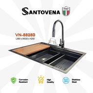 SANTOVENA Stainless Steel Multipurpose Deep Double Bowl Honeycomb Kitchen Sink [VN-8828A/ VN-8828B]