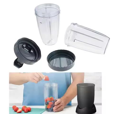 2pcs 24oz Blender Cups with Flip-Top To-Go Lid & Resealable lid for Nutribullet Pro 900w & 600w Seri