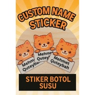 Sticker Nama Botol Susu Custom | Waterproof | DIE CUT