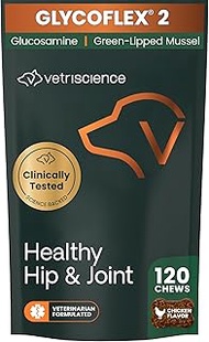 VetriScience Healthy Hip & Joint Chews, GlycoFlex Glucosamine and Green-Lipped Mussel Joint Support 