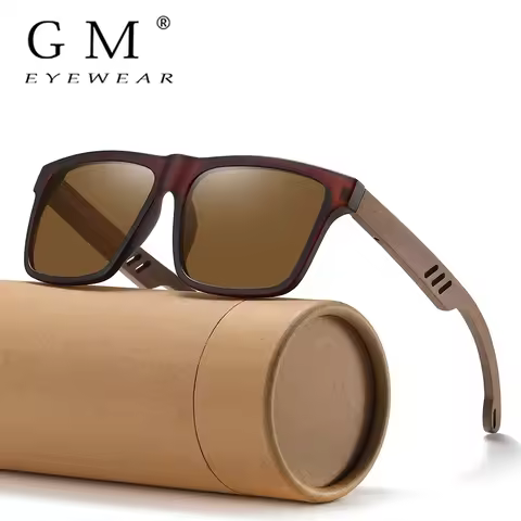 GM New Arrivals Black Wooden Polarized Sunglasses for Men Bamboo Sunglasses Red UV400 Lenses Fashion