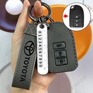 Retro Cowhide Shell Genuine Cow Leather Smart Car Key Fob Case Cover Keychain For Toyota Vios Dazzle