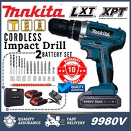 Electric Cordless Drill Power Hand Drill 2 Battery Cordless Impact Drill Heavy Duty Impact Drill MAK