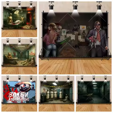 Halloween Horror Gloomy Hospital Theme Banner Background, Abandoned Zombie Doctor Emergency Room Dec
