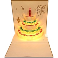 Recordable 3D Pop-Up Birthday Card with Lights, Reusable DIY Gift for Women, Men, Moms, Dads