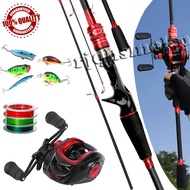 Fishing Rod 1set Complete Strong Set Fishing Rod &amp; Reel 2-piece Casting Rod And 7.2: 1 Gear Ratio Magnetic Brake System Baitcasting Reel 50m Fishing Line Lure Combo Set