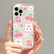 Good case 🔥COD🔥Sweet Cherry Cute Rabbit INS Little White Flowers Case Compatible For Samsung Galaxy A55 5G A50 A34 A54 A14 A53 A22 A71 A10S A32 A12 A04 A50s A51 A31 A21S A20S A30s A04E A52s A04s A23 A52 A03 A20 A13 A11 A03s A30 Soft TPU Transparent AirB