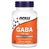 NOW Foods GABA with Vitamin B-6 500 mg 750 mg100 Veg Capsules กาบา