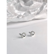 AG SILVER Circle Stud s925 Sterling Silver White Gold Plated Earring