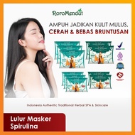RORO MENDUT Paket Lulur dan Masker Spirulina (2 Lulur dan 3 Masker) Whitening Anti Acne Face Scrub M