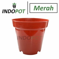 pot bunga plastik tanaman hias ruplas srondol 17 unik premium  - merah