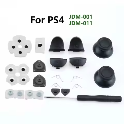 For PS4 JDM-001 / 011 Controller L1 R1 L2 R2 Trigger Buttons 3D Analog Stick + Conductive Rubber But