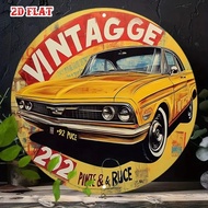 HELLOYOUNG Vintage Metal Tin Sign Retro Garage Wall Decor Muscle Car Round 7.87 Inch
