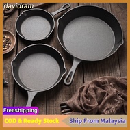 【Shipping From Malaysia】16/20/26cm Pre-Seasoned Pure Cast Iron Skillet Non Stick Frying Pan Outdoor 