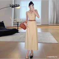 【In stock】Lovito Women Casual Plain Split Front Button Pocket Dress LNE65370 LYIO AYX7 HTFB IX2V