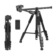 157cm/61.8inch Portable Tripod Horizontal Camera Stand Aluminum Alloy 5kg/11lbs Load Capacity 1/4 In