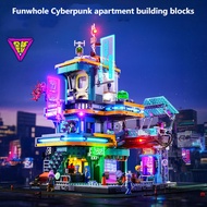 Funwhole Cyberpunk Series Street View Building Blocks F9042 Cartoon Neon Oasis Full Printing Buildin