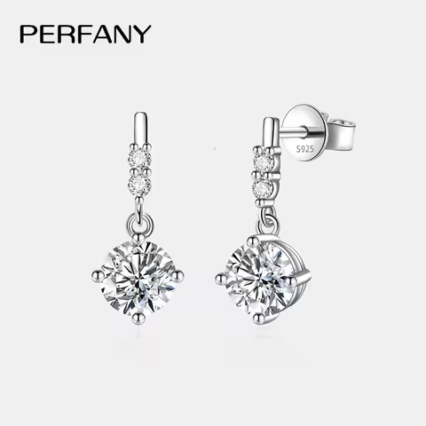 PERFA﻿NY 0.5/1CT Moissanite Drop Earring Women S925 Pure Silver Four Claw Laboratory Diamond Fashion