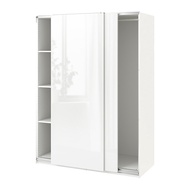 PAX/HASVIK 衣櫃/衣櫥, 白色/高亮面 白色, 150x66x201 公分