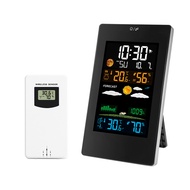 Wire-less Weather Station Indoor Outdoor Weather Forecaster with Sensor Digital Thermometer Hygrometer Monitor with Alarm Clock Moon Phase Adjustablt Backlight Sooze Mode