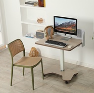Elegant Adjustable Height Desk with Wheels Manually Controlled 80*60*2.5CM 72cm-114cm New Condition