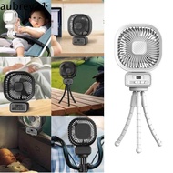 AUBREY1 Mini Desktop Fan, 3 Speed Durable Clip-on Stroller Fan, Personal 270°Rotate USB Rechargeable with Night Light Cooling Fan with Flexible Tripod Baby Travel Gear
