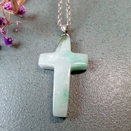 玉墜 造型玉墜-十字造型 花青種緬甸玉