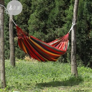 衾美户外野营旅行单人双人彩虹条纹帆布闲吊床户外露营天幕帐篷野营 单人吊床280*80cm（不带木棒）