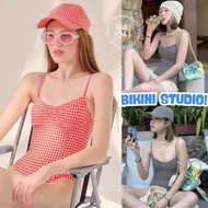 BIKINI STUDIO Women's One-Piece Plaid Pattern Cute Wear To The Beach Korean Fashion Available In Siz