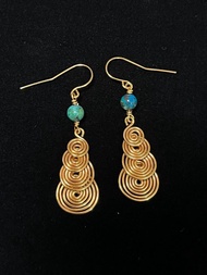 手工繞線 鳳凰石 天然石 耳環