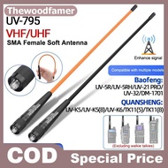 thewoodfamer AR-795 SMA-F Female Dual Band VHF/UHF 136-174MHz/400-520MHz Soft Antenna AR-795 For UV-