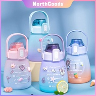 NorthGoods 1.3L PASTEL Tumbler Drinking Bottle W/ Straw&amp;Time Marker Sports Water Bottle  3D Stickers