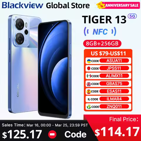 Blackview Oscal Tiger 13 5G Smartphone 6.67 inch 90Hz IPS Display NFC 5000mAh Unisoc T760 256GB 50MP