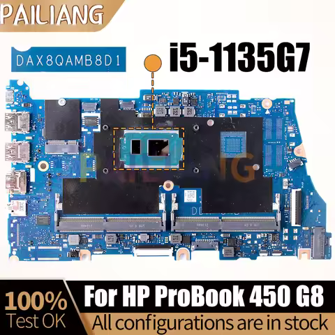 For HP ProBook 450 G8 Laptop Mainboard DAX8QAMB8D1 SRK05 i5-1135G7 Notebook Motherboard Full Test