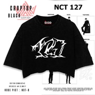 EXZO croptop NCT127 K-POP BLACK |COTTON COMBED 24S| PLAIN PICTURE SHIRT NCT127 T-SHIRT