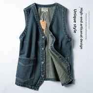 Vintage Distressed Denim Vest