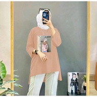 TUNIK PANJANG BELAKANG PENDEK DEPAN | MOTIF PRINT DTF HIJAB PHOTOGRAFER | BAHAN BABYTERRY | ALLSIZE 