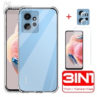 3 in 1 Clear Tempered Glass Redmi Note 12 Pro Plus 12s 12 Pro 4G 11 Pro+ 5G 11s 11 Pro 5G Transparent Shockproof TPU Back Clear Cover jelly Case Cases Covers Lens Protection