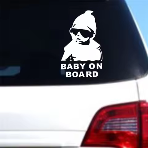 There are baby warning stickers in the car for VW Golf 4 7 5 MK4 Mazda 6 cx-5 Peugeot 206 207 208 50