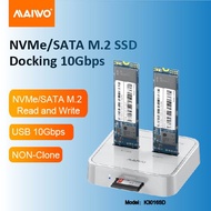 MAIWO 2Bay SSD Clone Docking Station Dual Protocols NVMe SSD SATA M2 Cloner type C 10Gbps to M.2 Enc