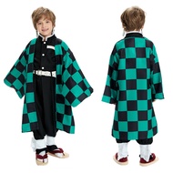 NEW Cosplay Childrens costume Anime Satan Killer Kimetsu No Yeyang Kamido Tanjiro Kimono costume Set